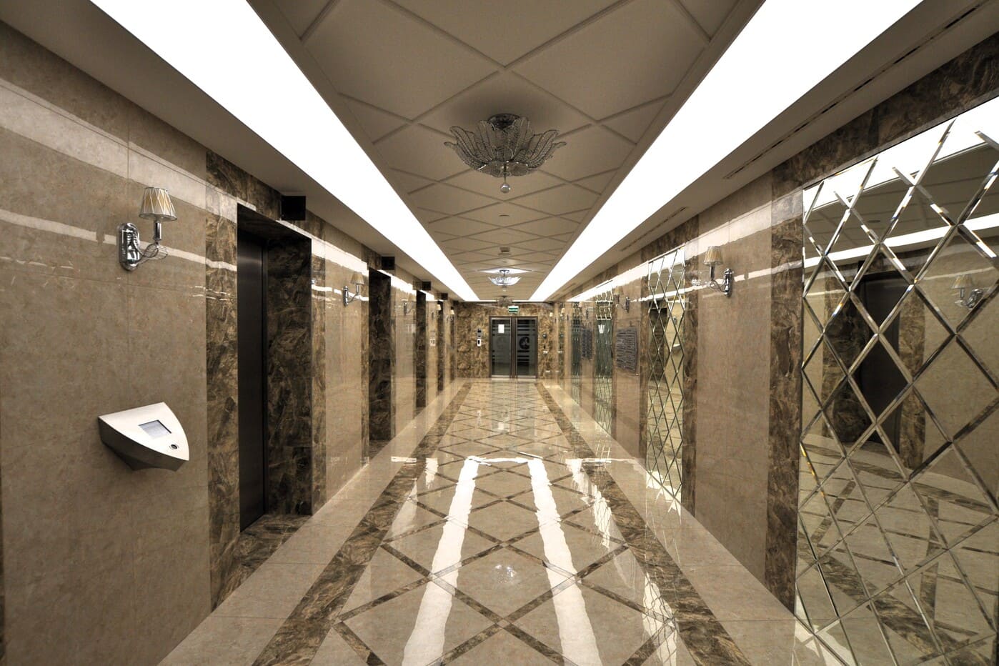 Фото: Офис 350 кв.м. в МФК Федерация-Восток в длительную аренду. Лифтовой холл 84-го этажа.