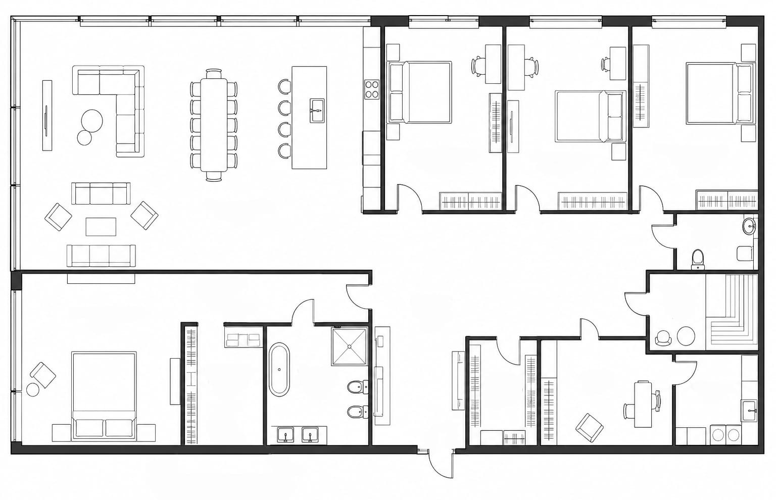 Планировка апартаментов 344 м² на 55-м этаже ЖК Федерация в ММДЦ Москва-Сити