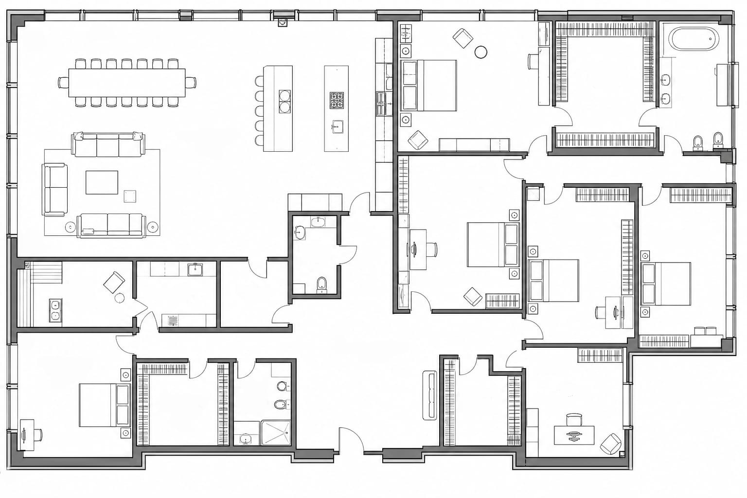 Планировка апартаментов 530 м² на 54-м этаже ЖК Федерация в ММДЦ Москва-Сити