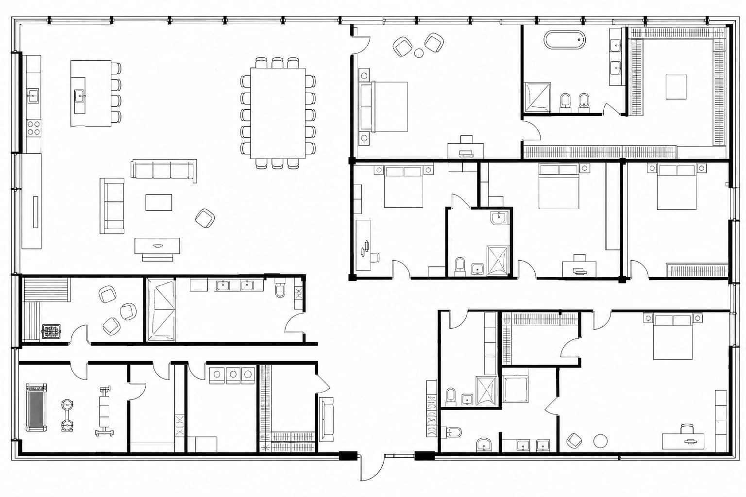 Планировка апартаментов 540 м² на 60-м этаже ЖК Меркурий в ММДЦ Москва-Сити