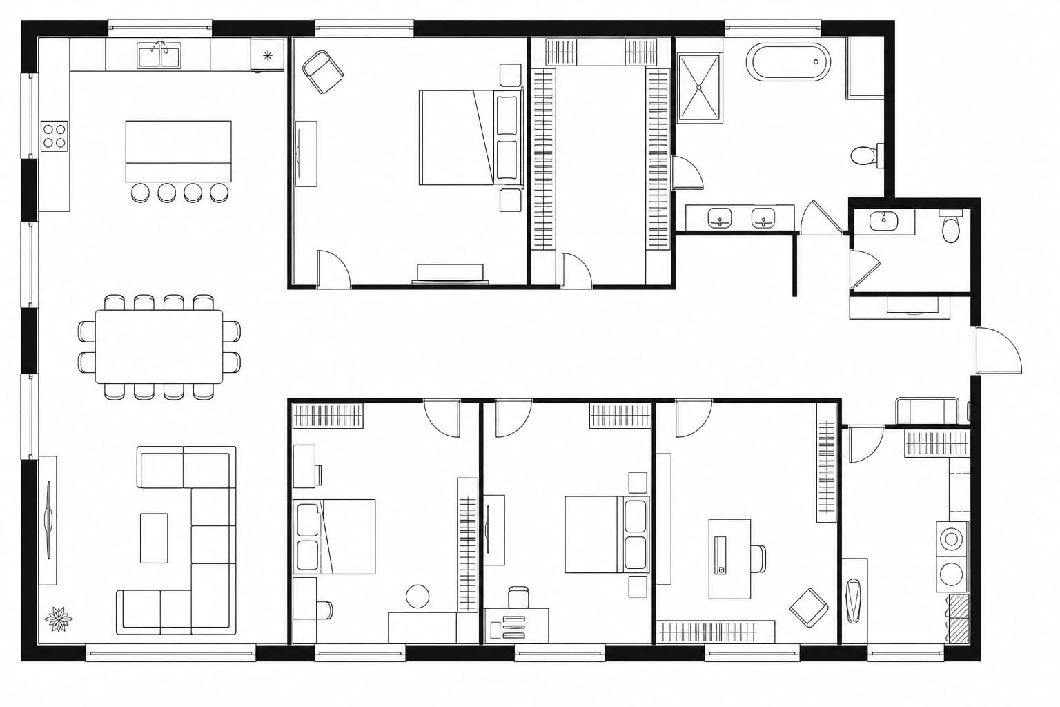 Планировка апартаментов 186 м² на 30-м этаже ЖК Город Столиц в ММДЦ Москва-Сити по адресу: г. Москва, Пресненская набережная, д.8, cтр.1