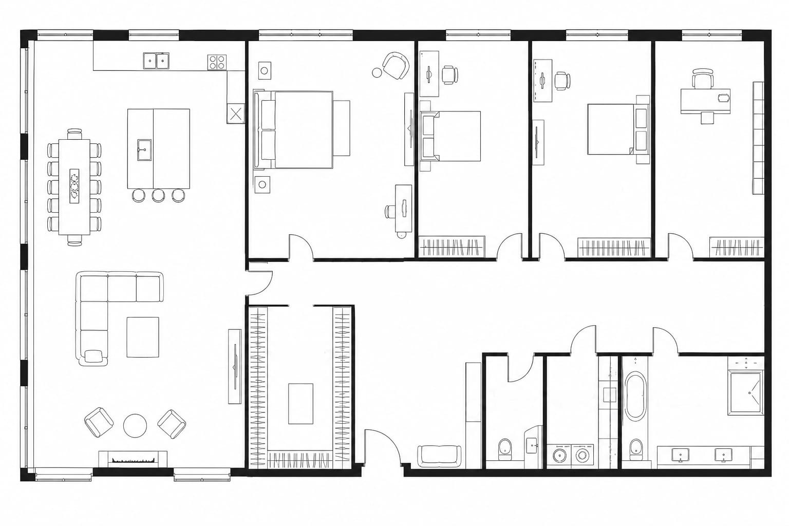 Планировка апартаментов 220 м² на 23-м этаже ЖК Город Столиц в ММДЦ Москва-Сити по адресу: г. Москва, Пресненская набережная, д.8, cтр.1