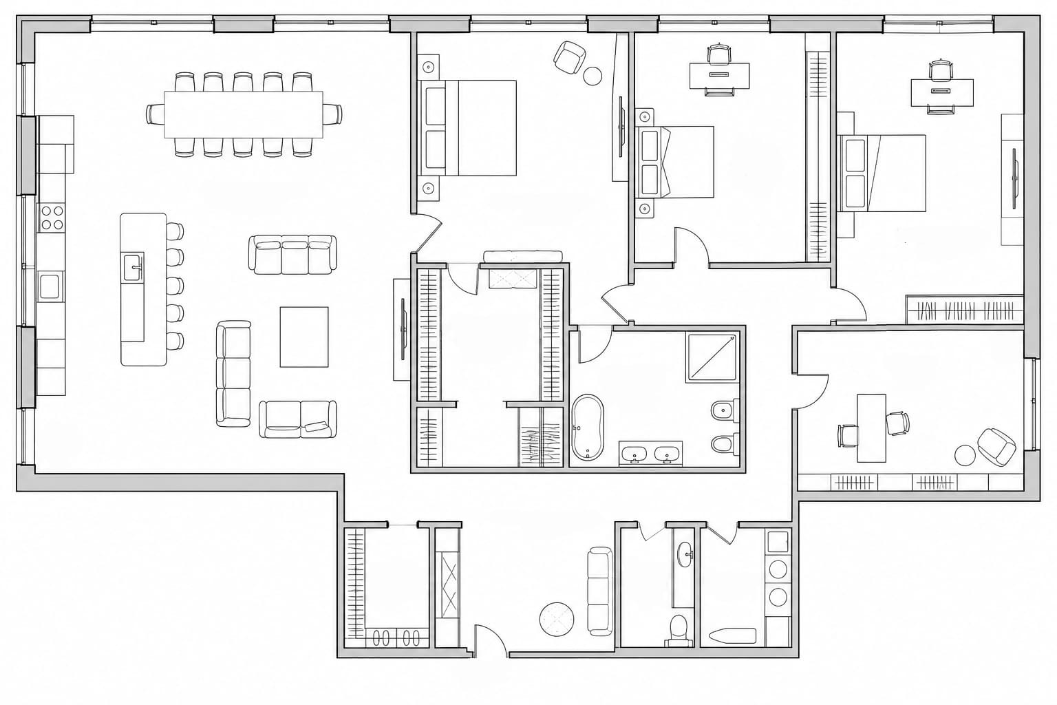 Планировка апартаментов 181 м² на 47-м этаже ЖК Империя в ММДЦ Москва-Сити