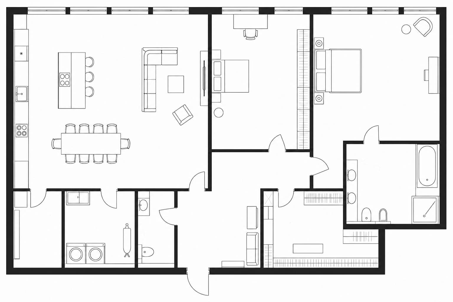 Планировка апартаментов 139 м² на 69-м этаже ЖК Федерация в ММДЦ Москва-Сити