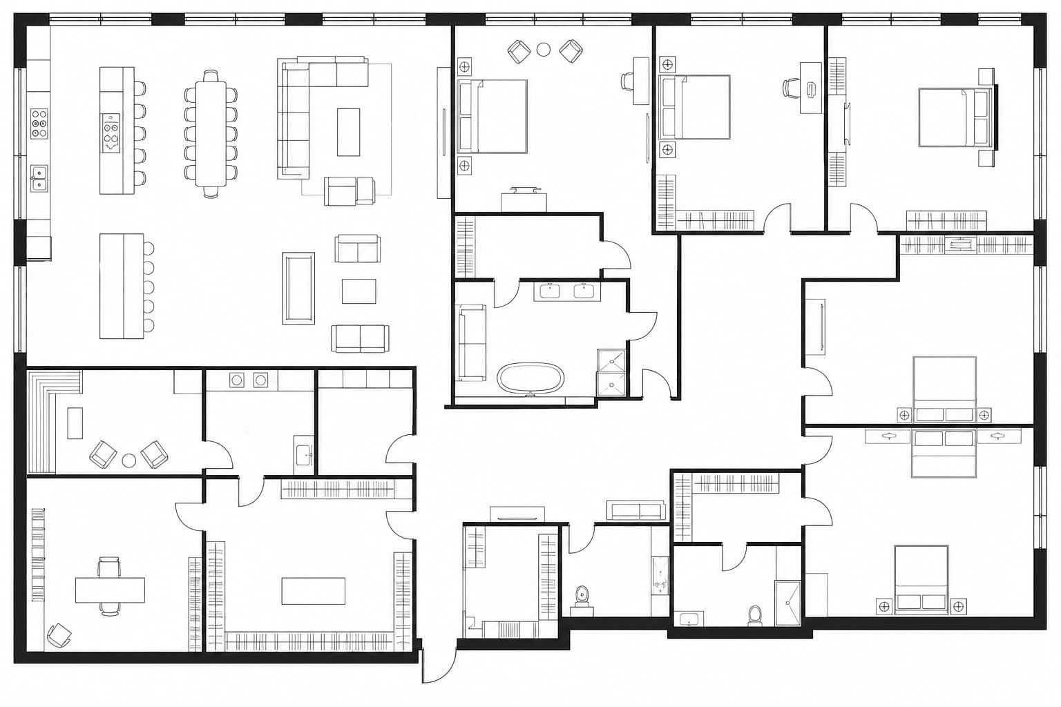 Проект планировки апартаментов 492 м² на 93-м этаже ЖК Федерация в ММДЦ Москва-Сити