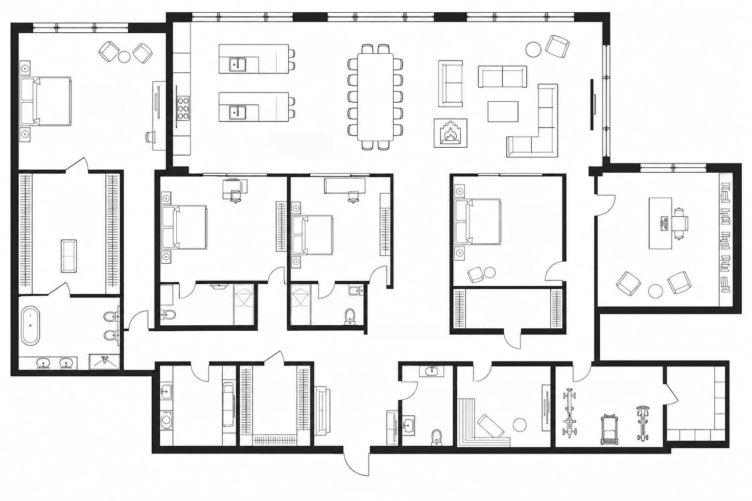 Планировка апартаментов 540 м² на 54-м этаже ЖК Федерация в ММДЦ Москва-Сити