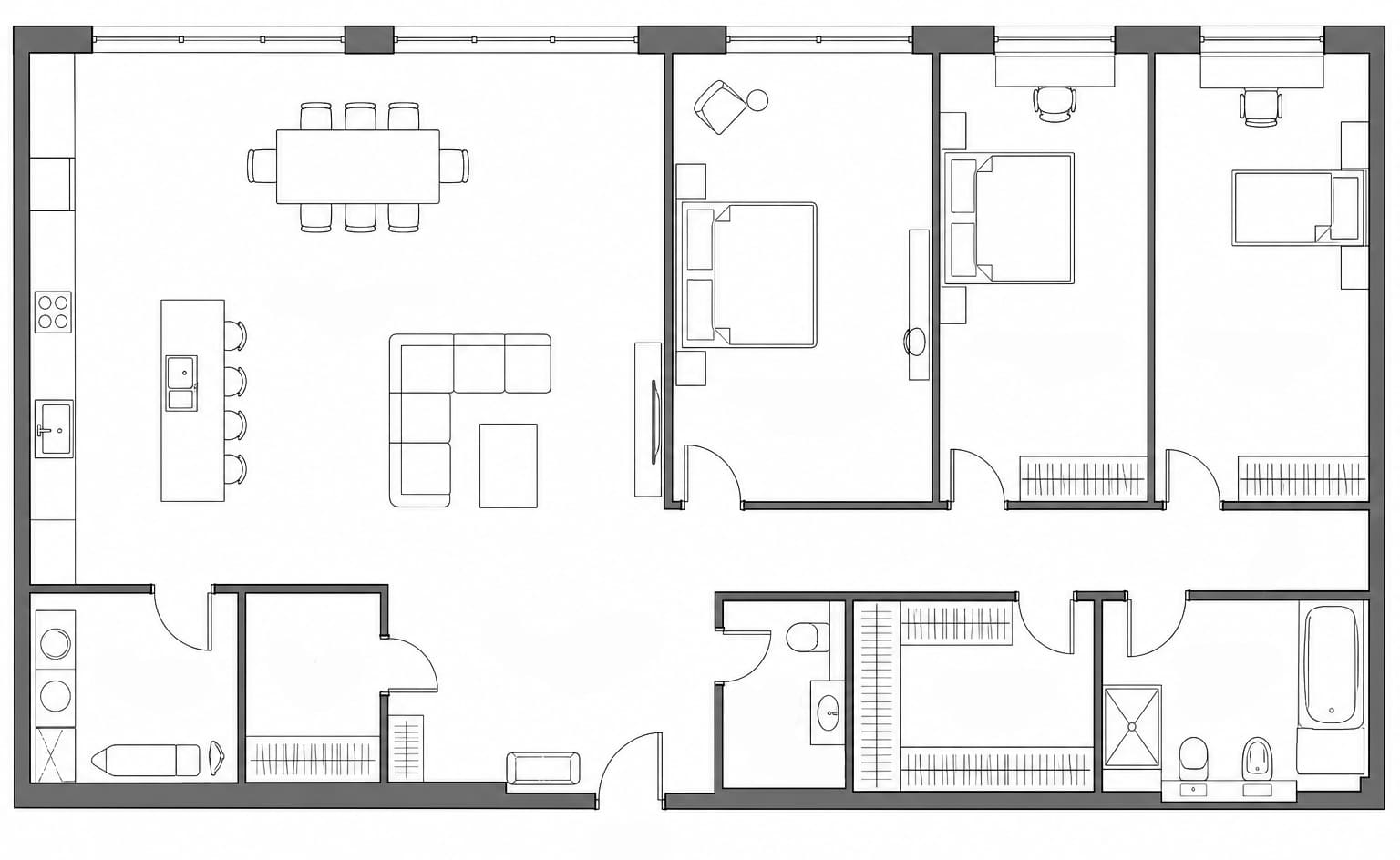 Проект планировки апартаментов 128 м² на 42-м этаже ЖК Нева Тауэр