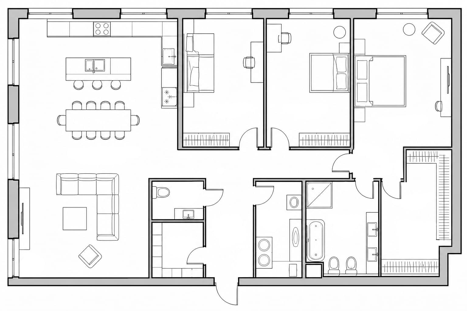 Проект планировки апартаментов 145 м² на 28-м этаже ЖК Нева Тауэр