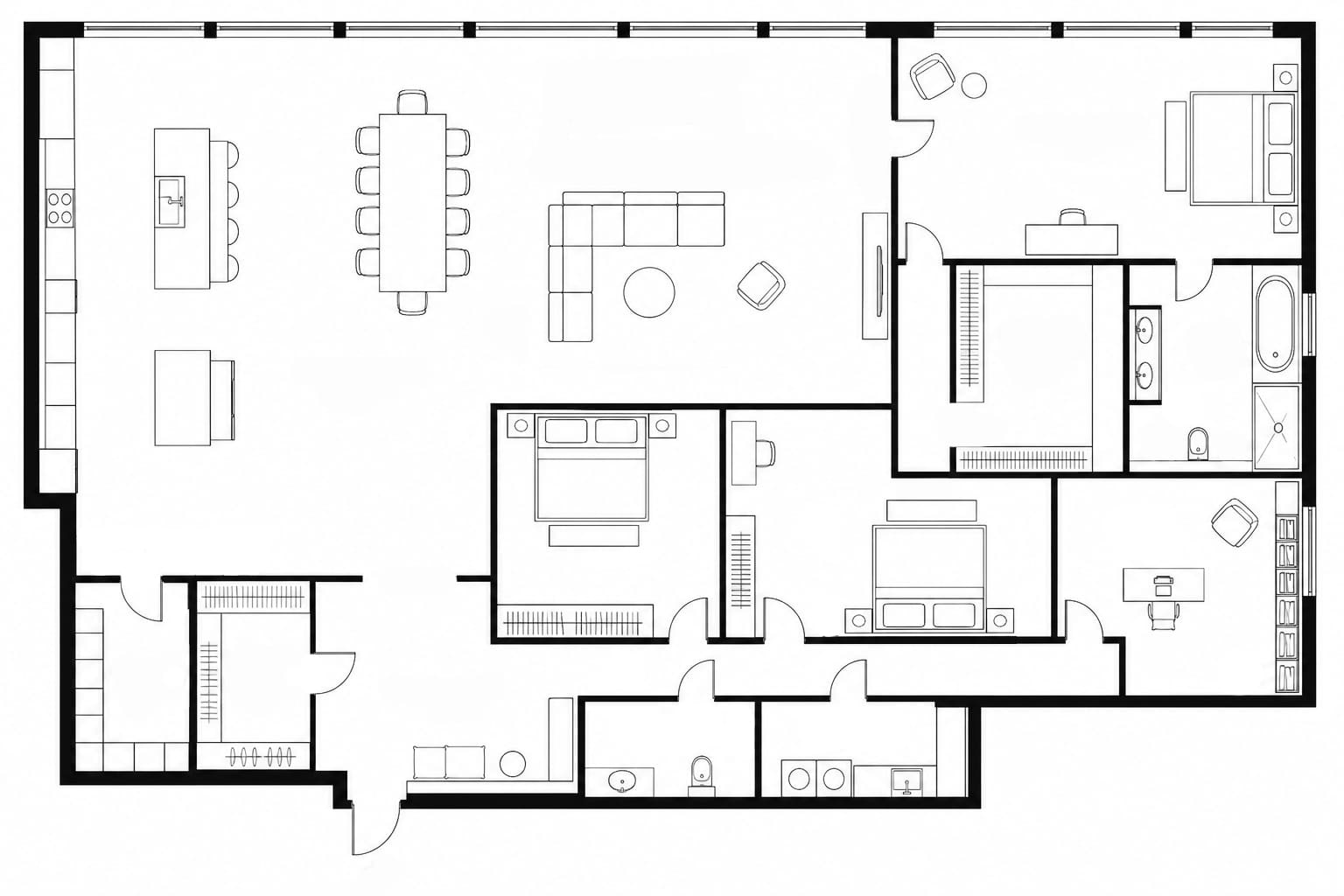 Проект планировки апартаментов 220 м² на 72-м этаже ЖК Нева Тауэр