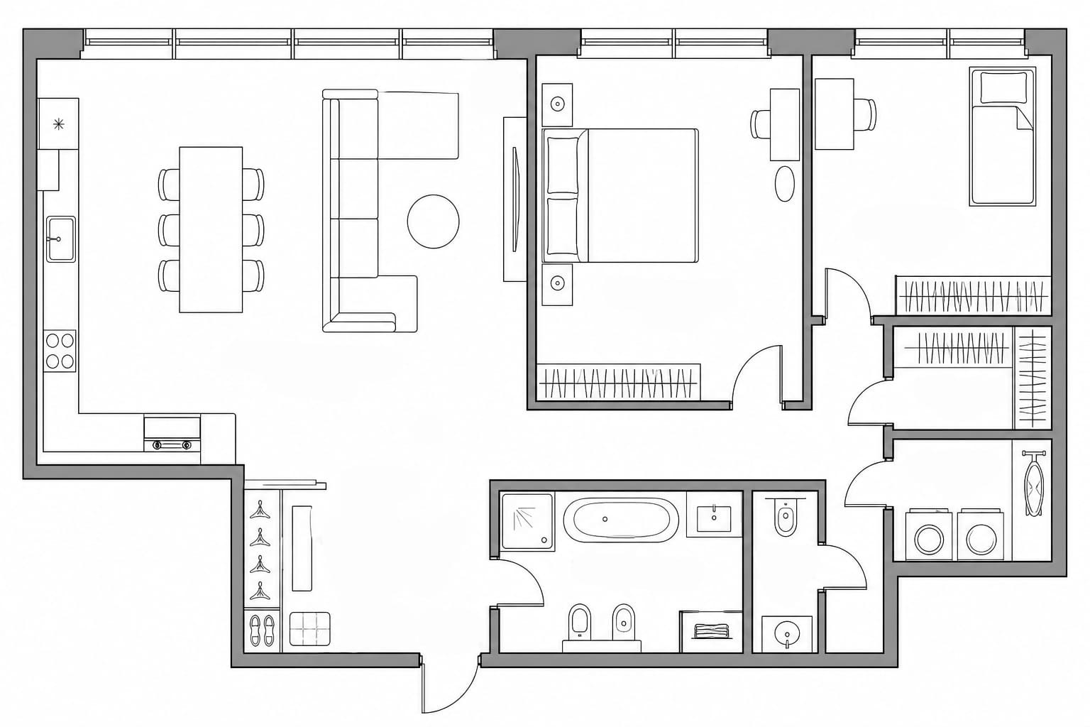 Проект планировки апартаментов 78 м² на 18-м этаже ЖК Нева Тауэр