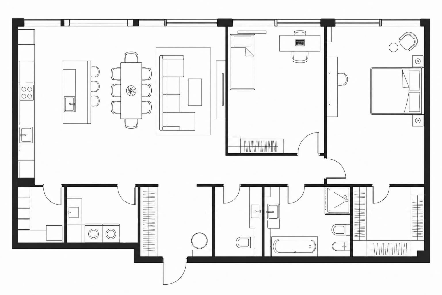 Проект планировки апартаментов 92 м² на 22-м этаже ЖК Нева Тауэр