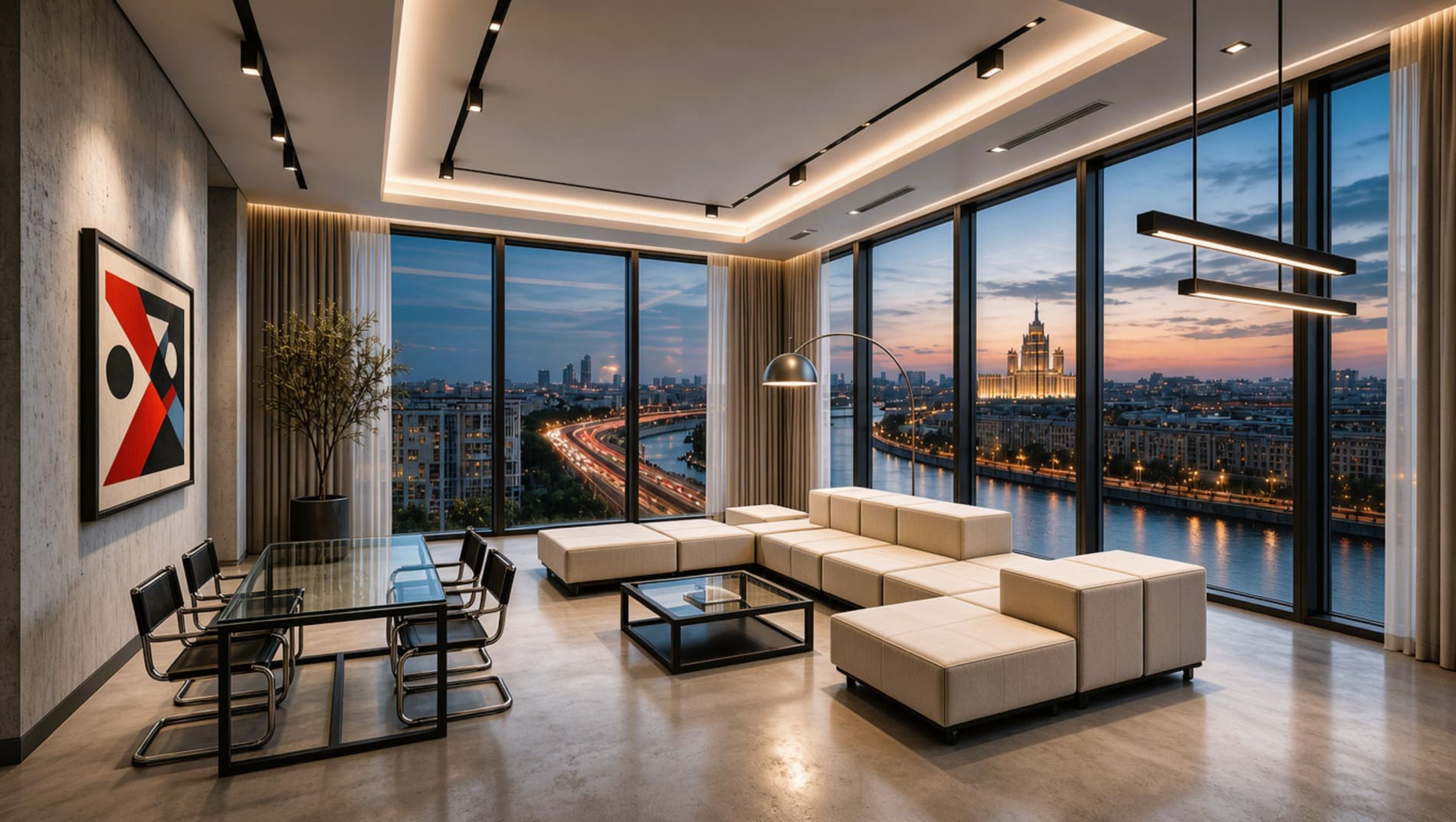 Квартира 51 м² One Tower Москва-Сити. Квартира выставлена на продажу на стадии строительства, визуализация показывает один из возможных вариантов отделки, финальный интерьер будет зависеть от собственника помещения.
