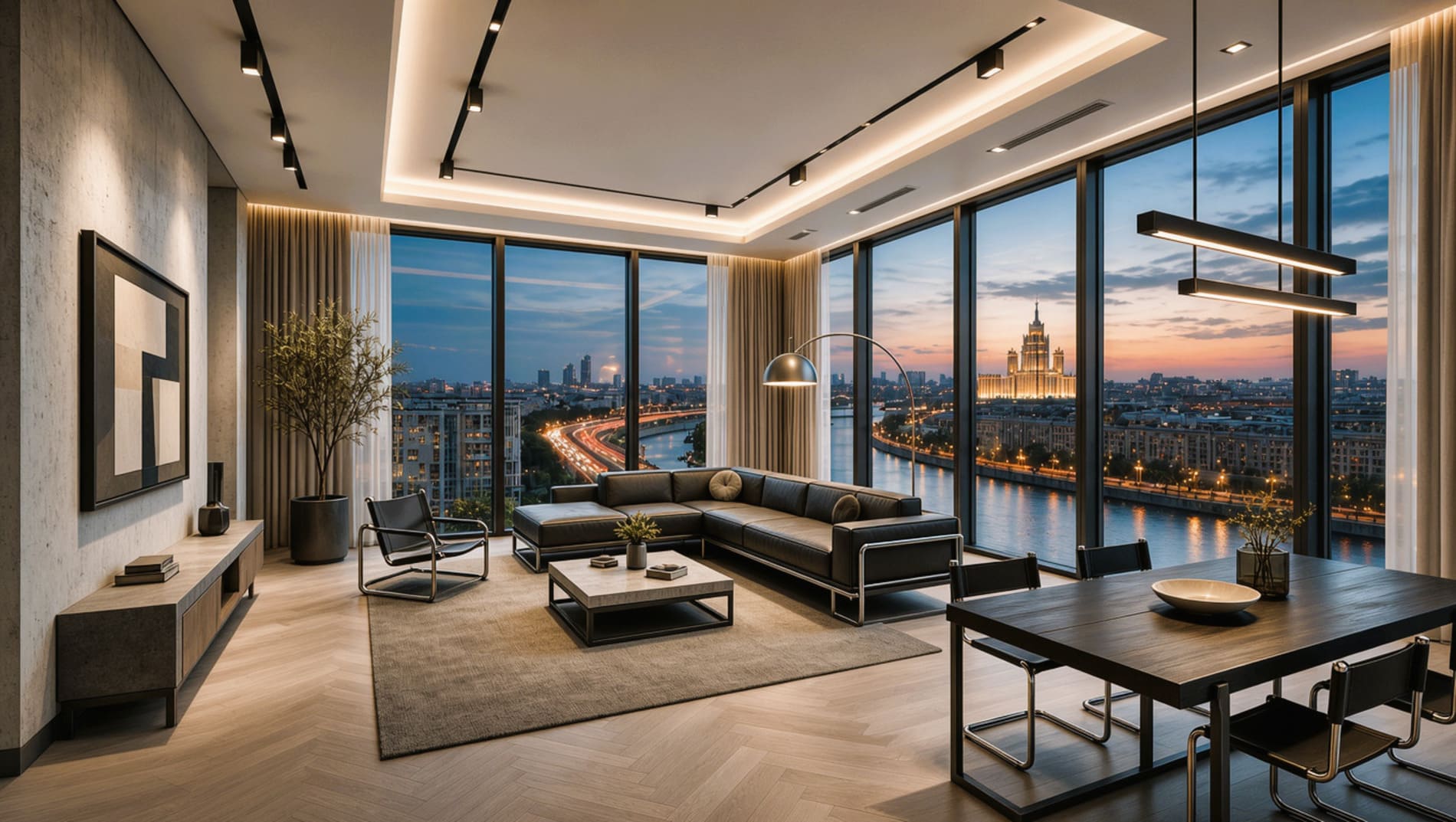 Квартира 53 м² One Tower Москва-Сити. Квартира выставлена на продажу на стадии строительства, визуализация показывает один из возможных вариантов отделки, финальный интерьер будет зависеть от собственника помещения.