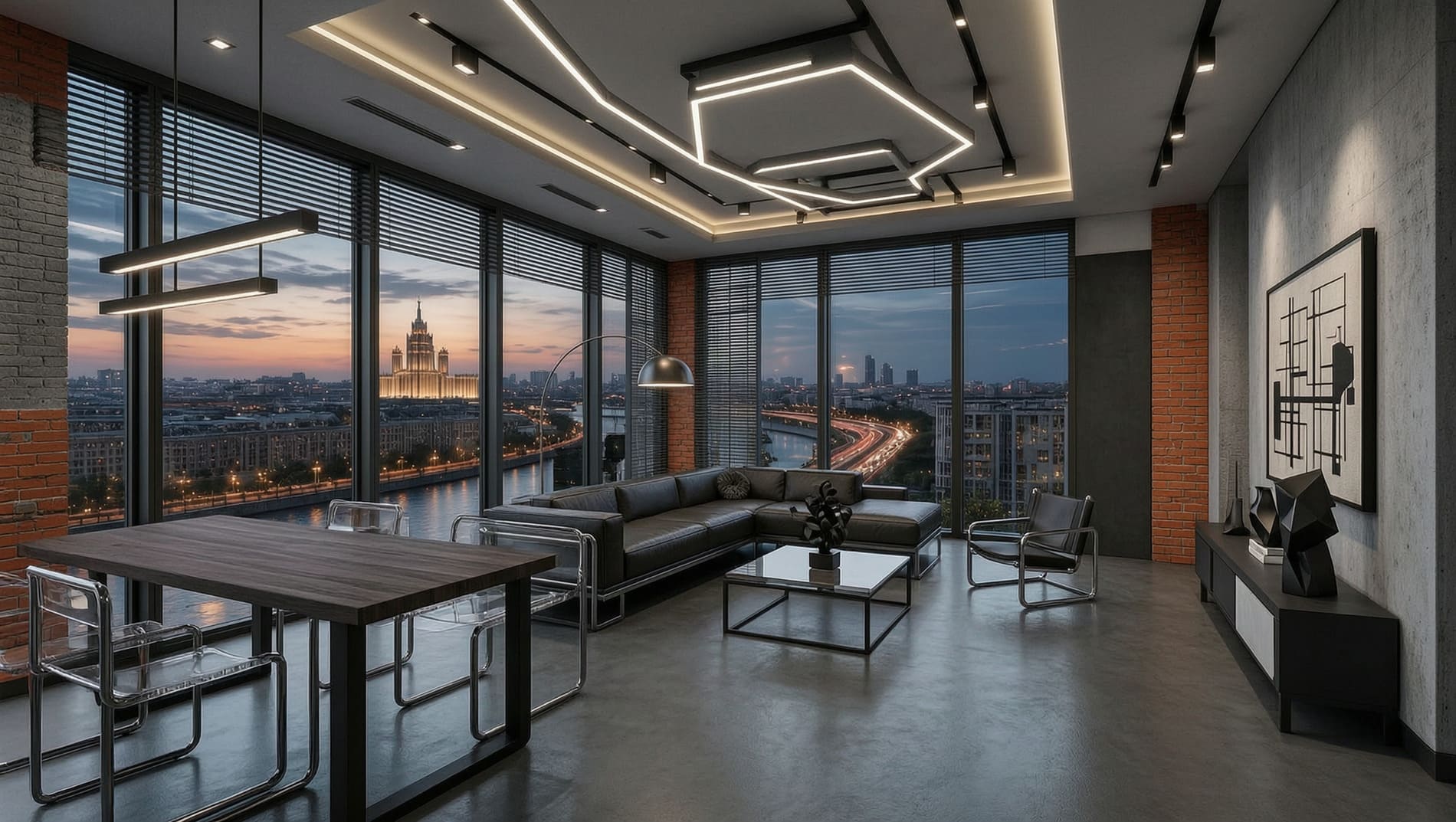 Квартира 74 м² One Tower Москва-Сити. Квартира выставлена на продажу на стадии строительства, визуализация показывает один из возможных вариантов отделки, финальный интерьер будет зависеть от собственника помещения.